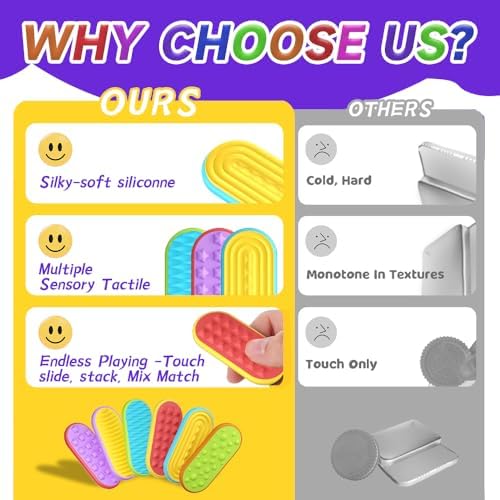 Zestaw 6 magnetycznych zabawek Fidget, Ciche sensoryczne zabawki ślizgowe do łagodzenia stresu, lęku, ADHD, autyzmu, Sensoryczne magnetyczne zabawki ślizgowe dla dzieci i dorosłych