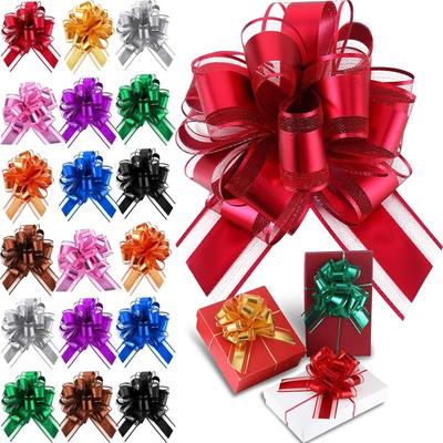 Pacote com 10 Laços Metálicos de Puxar para Embalagem de Presentes - Laços de Fita Reutilizáveis de 6 Polegadas, Laços Grandes Instantâneos de Decoração Floral para Casamento, Natal
