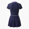 Costume da bagno a due pezzi con gonna, manica corta, cerniera e spacco, stile coreano, per donna, 2026