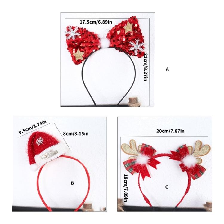 Christmas Headband Photo Props Fun Hair Hoop Bows for Party Christmas New Year