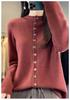 Autumn & Winter Women's Wool Cardigan: Half-High Round Neck, Fashionable Multi-Button, Loose-Fit Knit Base Layer