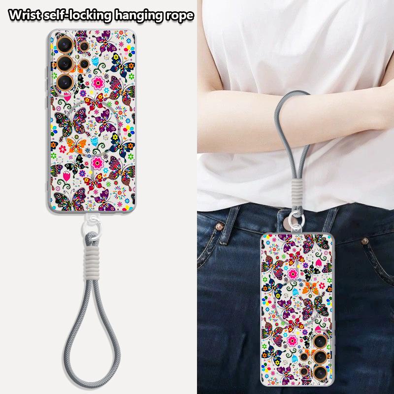 Colorful Butterfly Pattern Case For Samsung S26 Ultra S25 FE S24 S24 Plus A57 A37 A17 A56 A36 A16 A55 A35 A15 A54 5G Hybrid Magnetic Matte Cover