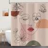 Bohemian Style Abstract Modern Floral Rose Face Shower Curtain 180X 180Cm Waterproof Shower Curtain With 12 Hooks