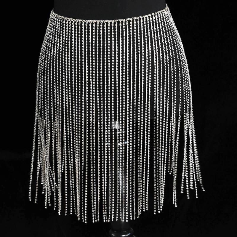 Waist Chain Body Chainsexy Shiny Tassel Rhinestone Skirt Belly Dance Body Chain