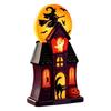 Witch Moon Glow Lanterns Halloween Haunted House Blow Mold Light, Vintage Pre-Lit Mansion Decor with Glowing Style Molded Ghost Black Cat, Indoor