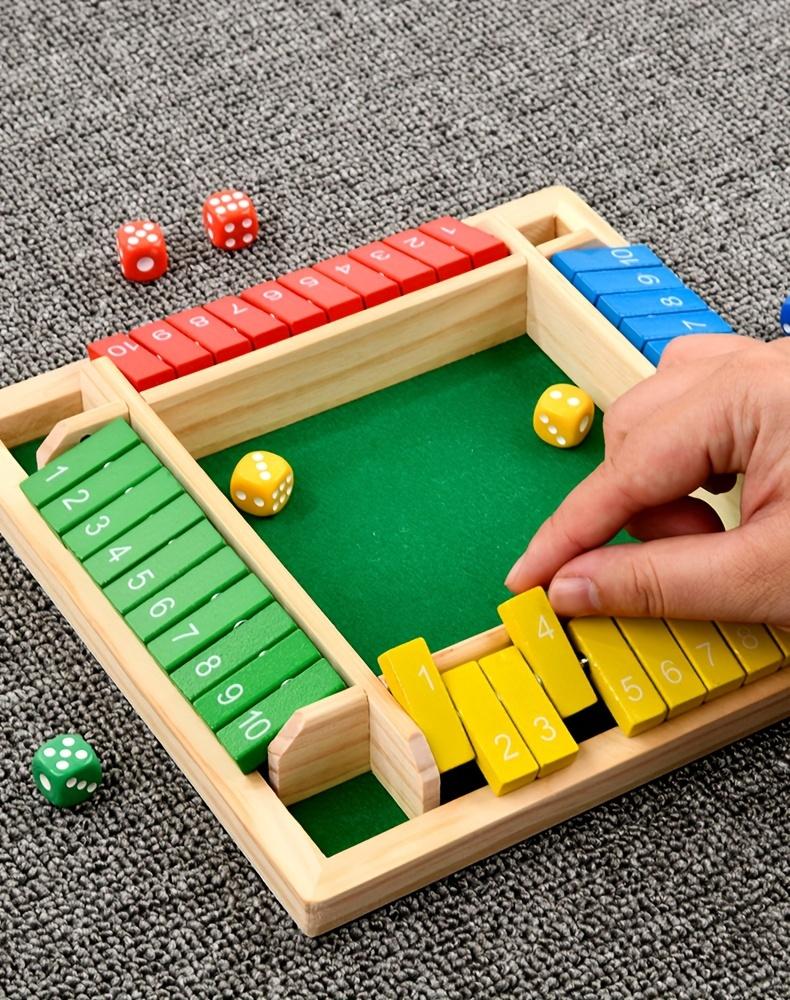 Colorful Wooden Four-Sided Number Folding Board Game Interactive Dice Card Game for Toddlers, Develops Fine Motor Skills Cognitive Abilities,