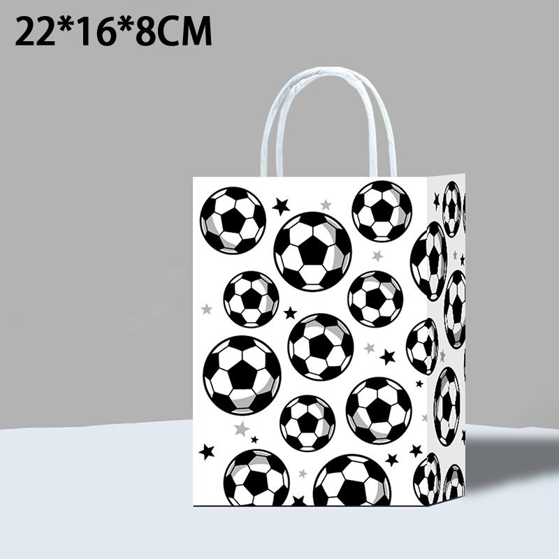 Football-Themed Tote Bag Party Football Pattern Gift Bag Sporty Shopping And Beverage Paper Bag