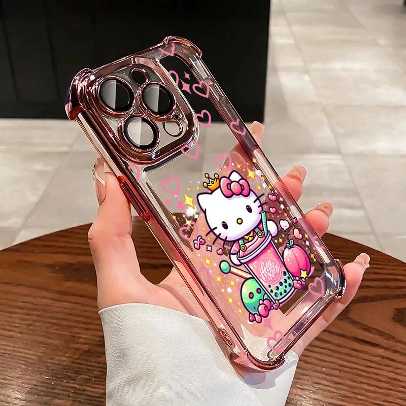 Strawberry Hello Kitty Case For Iphone 17 Pro Max 17 Air 16 15 14 13 12 11 Pro Max 15 Plus 16E 13 mini Shockproof Clear Casing