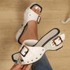 2025 New Metal Buckle Wedge Sandals for Women Fashion Rivet Decor Platform Slippers Woman Summer Thick Sole Roman Sandals Ladies