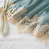 TERMEZY Satin Sleepwear Women Sexy Backless Nightdress Lace Patchwork Bifurcated Lace Up Pajama With Panty V Neck Sling Night Homewear