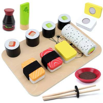 Wooden Simulation Sushi Play Set for Wooden Pretend Play Kitchen Play Rice Educational Toy for Kids Ages 2 and Perfect Birthday Gift for Girls and
