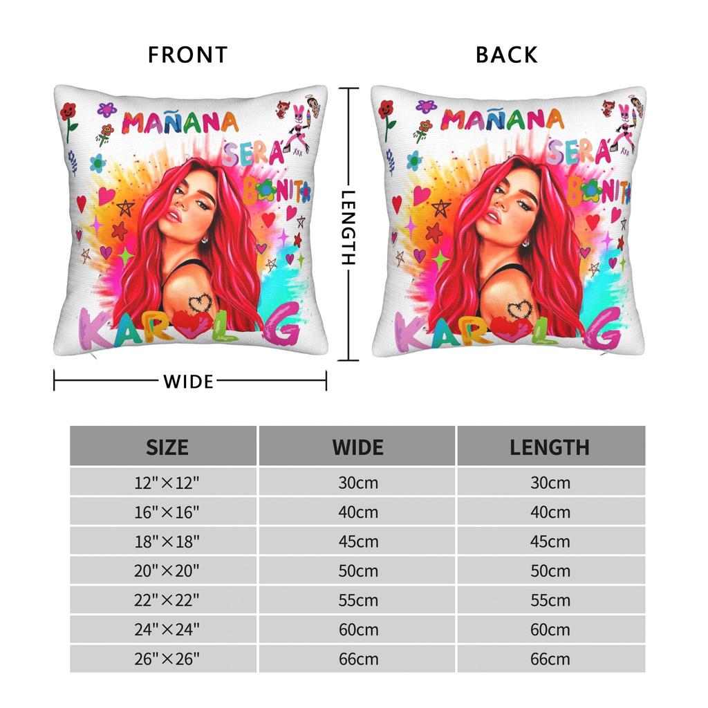 Karol G Bichota Music Singer Pillowcase Printed Polyester Cushion Cover Decor Pillow Case Cover Seater Square Xcm