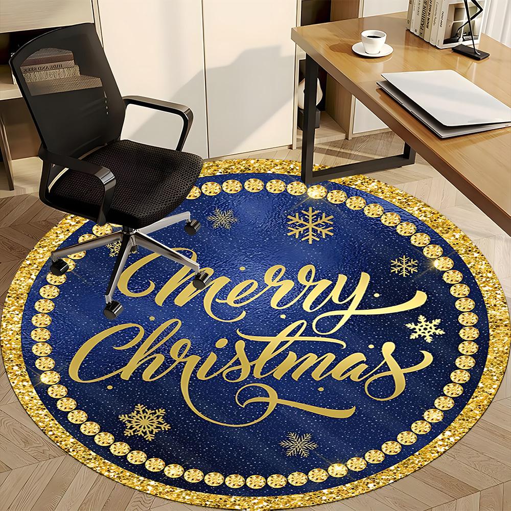 1pc Merry Christmas Decoration Carpet for Office Non-Slip, Round Carpet, Soft & Comfortable, Carpet for Office, Lightweight Round Floor Mat
