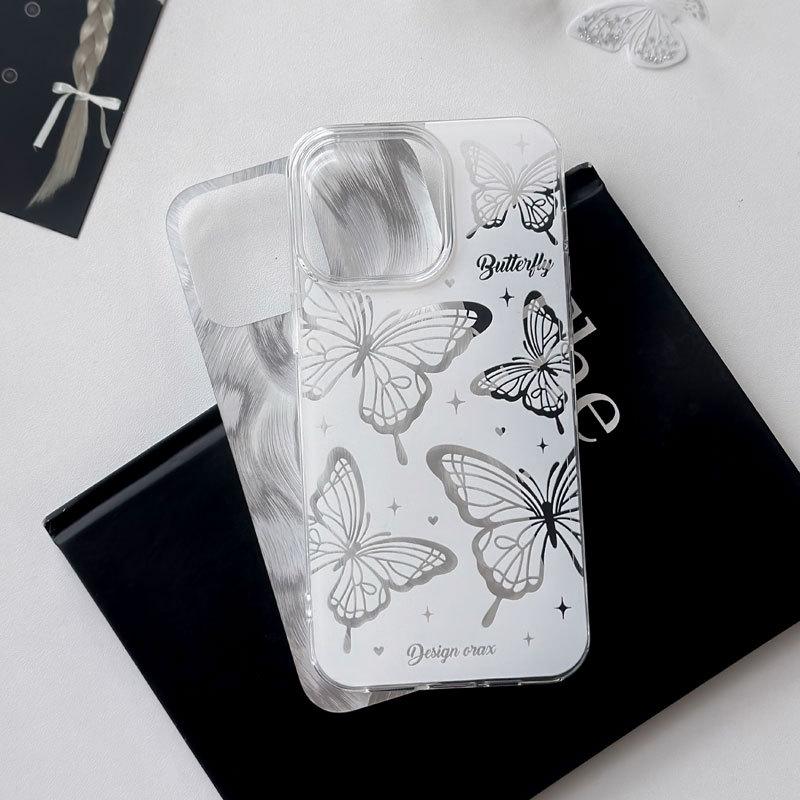 Zhitai Transparent Feather Yarn iPhone 12/13/14/15 Case - Large Hole Design