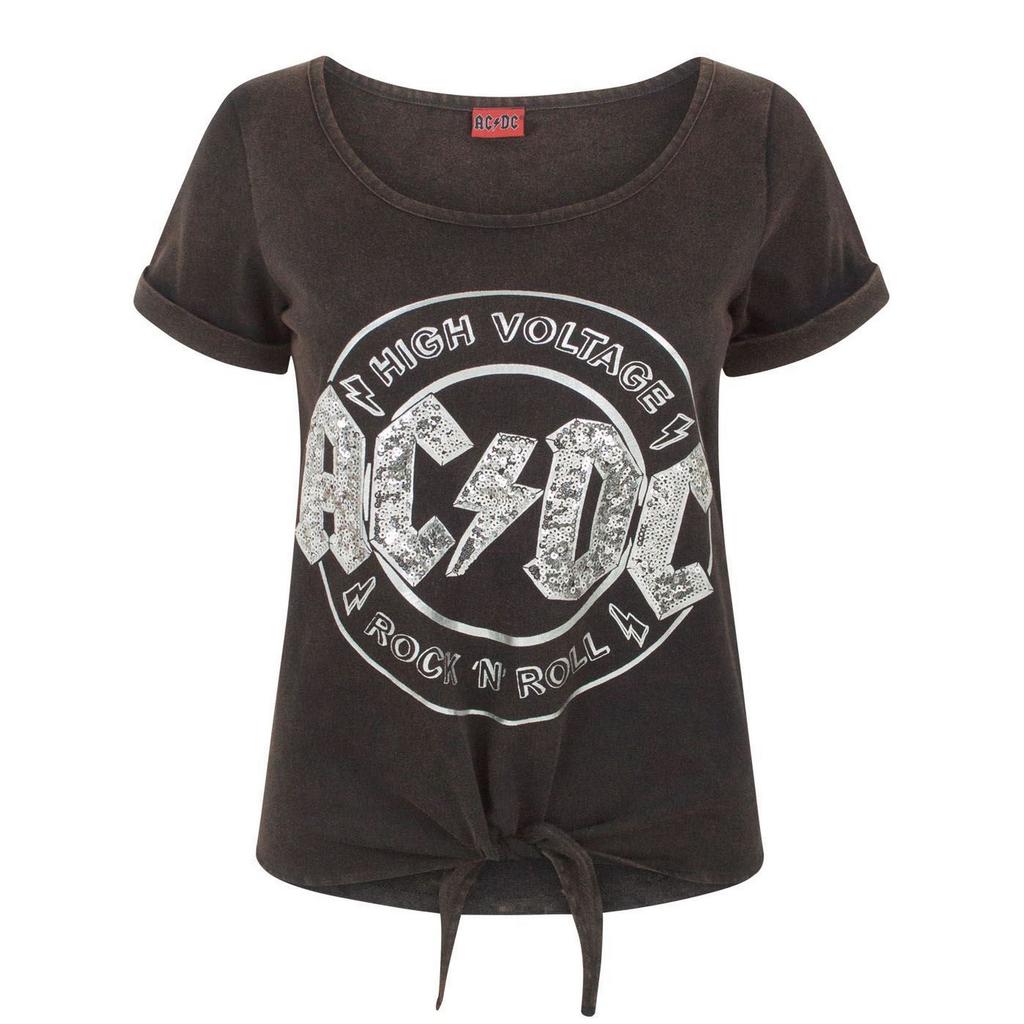 AC/DC Comics Camiseta con lazo frontal para mujer y mujer, con