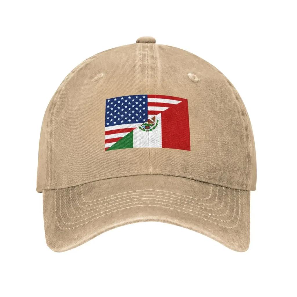 USA MEXICO Flag America Adult Retro Denim Washed Baseball Caps Women Cowboy Street Tide Hat Hiking Womens Trucker Cap