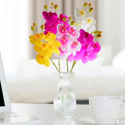 Künstliche Schmetterlingsorchideen mit Stiel Realistische 5 Köpfe Gefälschte Phalaenopsis Blume Zuhause