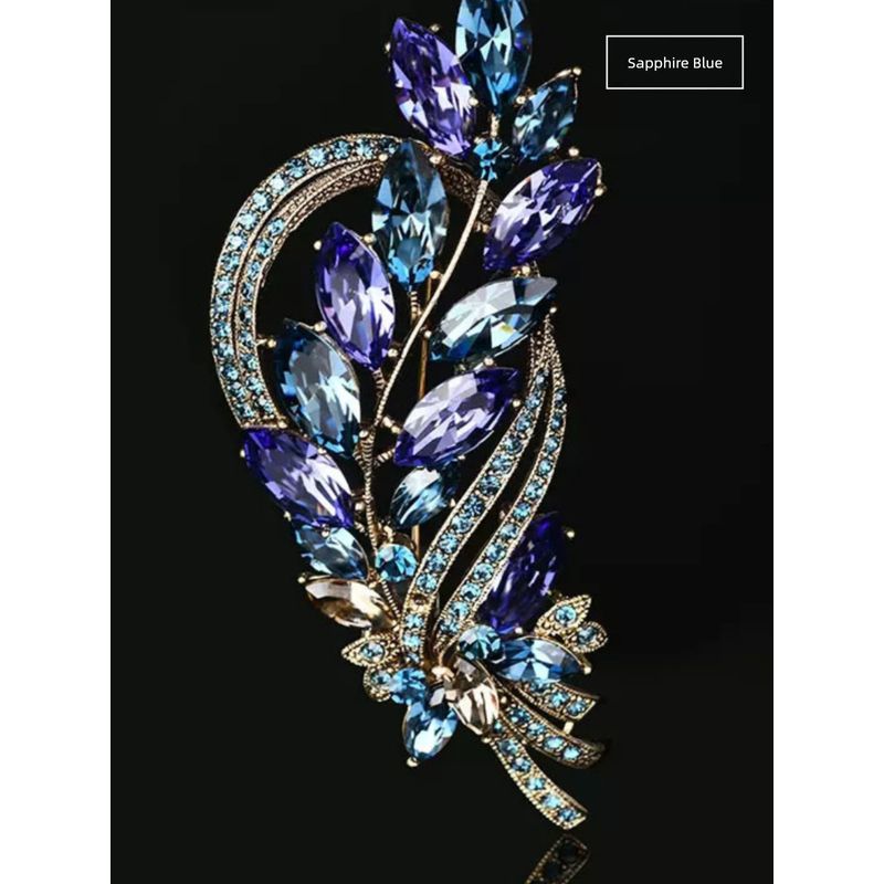 Retro Europe and America Crystal Gem Brooch High-End Corsage for Ladies Pin Elegant Suit Evening Dress Versatile Accessories
