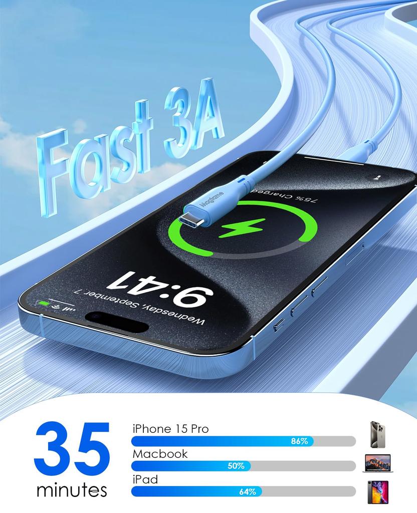 Magtame Silicone Magnetic PD60W Fast CTOC 480Mbps Data Compatible with iPhone MacBook Type-C Cable, Material, Adsorption, Tangle-Resistant, Type-C