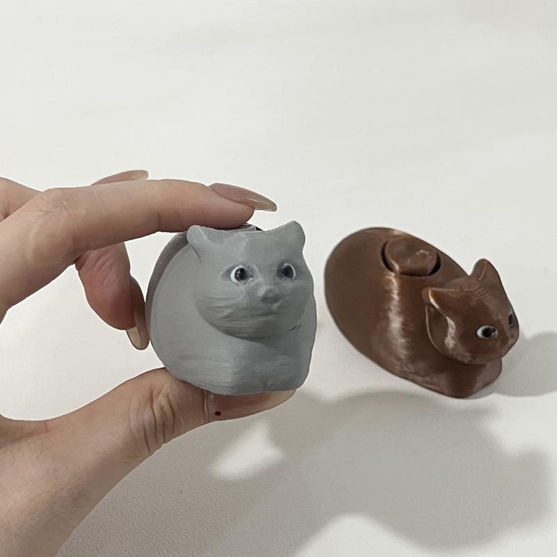 1Pc 3D Printing Rotating Cat Decompression Toy Rotating Cat Emoji Package Ornament Toy