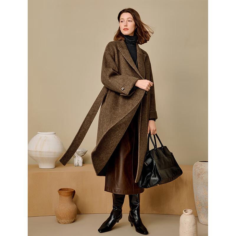 Inman Women's Alpaca Wool Blend Double-Faced Long Coat