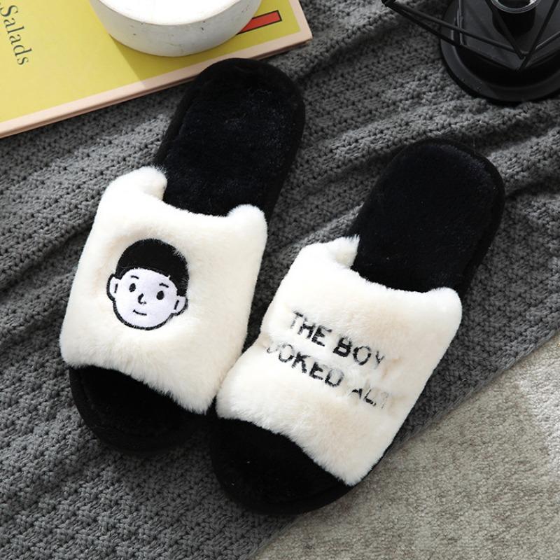 

Новый модный стиль, парные хлопковые тапочки, женские осенне-зимние для дома, нескользящие, теплые, плюшевые хлопковые туфли, мужские, теплые и удобные 40-41 чёрный