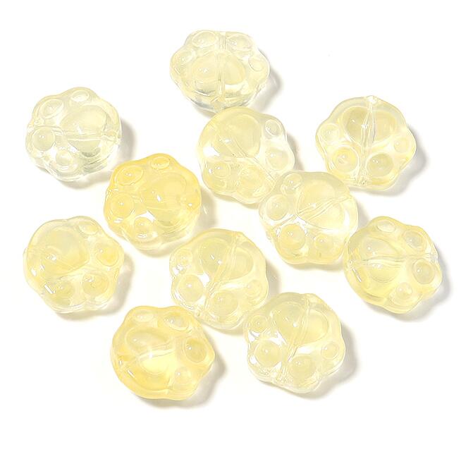 

20pcs Transparent Colored Lampwork Beads Cute Cartoon Bear Paw Shape Loose Glass Bead For DIY Charm Bracelet Earring Accessories светло-желтого