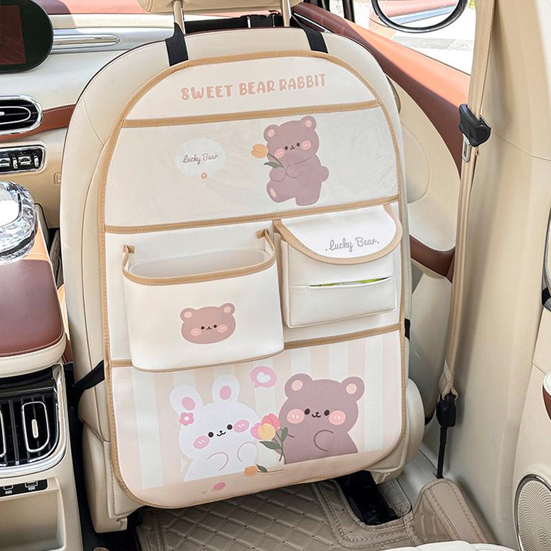 Car Seat Back Dining Table & Storage Bag with Cartoon Design