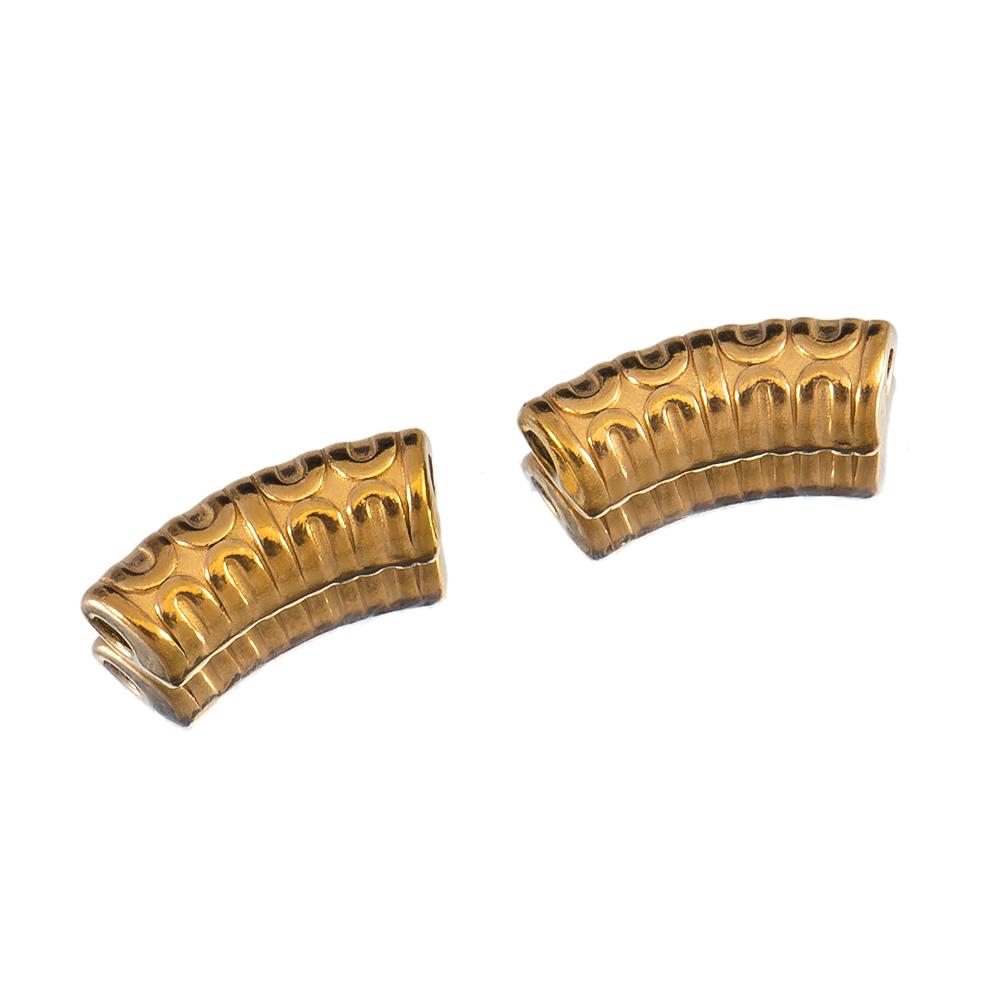 5pcs Stainless Steel Embossed Curved Tube Spacer Beads Necklace Charm Pendant Loose Beads Connectors DIY Jewelry Making Findings