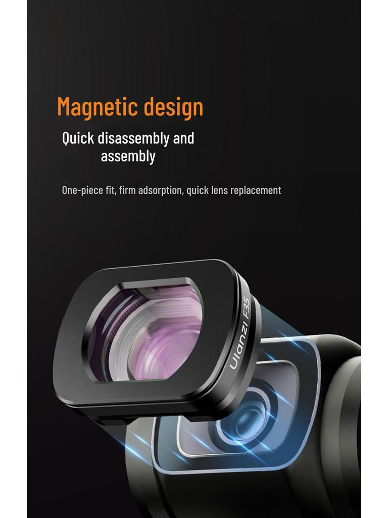 Ulanzi Magnetic Filter for DJI Pocket 3: Wide-Angle, Telephoto, 1/4 Black Soft Lens
