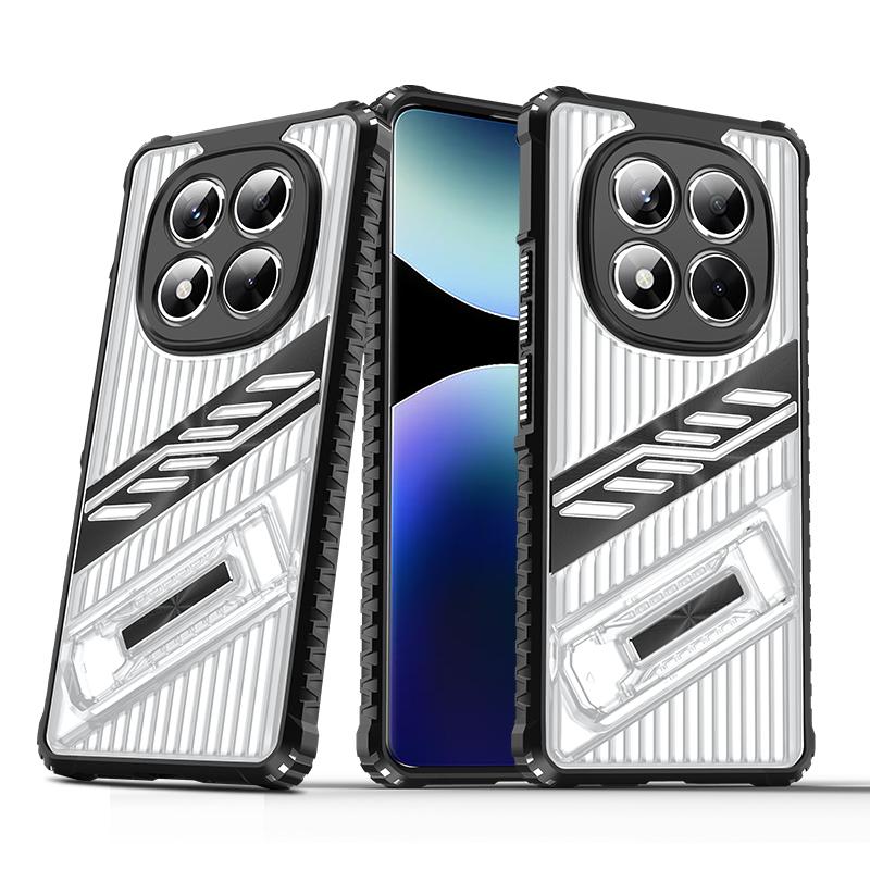 

Роскошный складной кронштейн прозрачный чехол для Xiaomi Poco X6 M6 Pro Redmi 14C 13C Note 14 13 Pro+ прозрачный противоударный чехол для телефона-подставки Xiaomi Poco M6 Pro 4G прозрачный