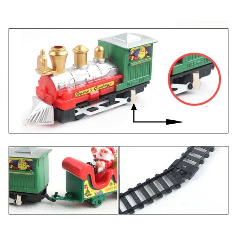 Electric Train Set Safe Realistic Railway Train Christmas Battery-Powered Santa Claus Train Toys Ornaments for Kids Gift