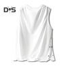 Men Vest Sleeveless Round Neck Loose Fit Tank Tops with Side Buckles Closure Solid Color Casual Tops Summer Wear