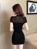 Women's Bodycon Cheongsam Print Dress - Sexy Flocking Nightclub Attire