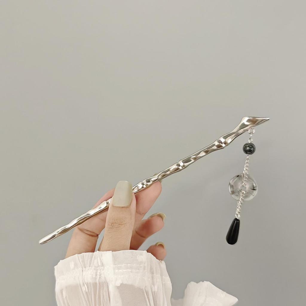 Elegant Butterfly Pearl Crescent Moon Tassel Hairpin for Women - Ancient & Modern Style