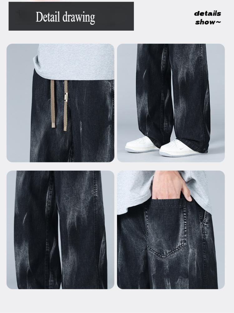 Spodnie jeansowe z szerokimi nogawkami Wiosna Jesień Spodnie męskie Neutralne Casual Moda uliczna Spodnie oversize Jeansy Outdoor Moda