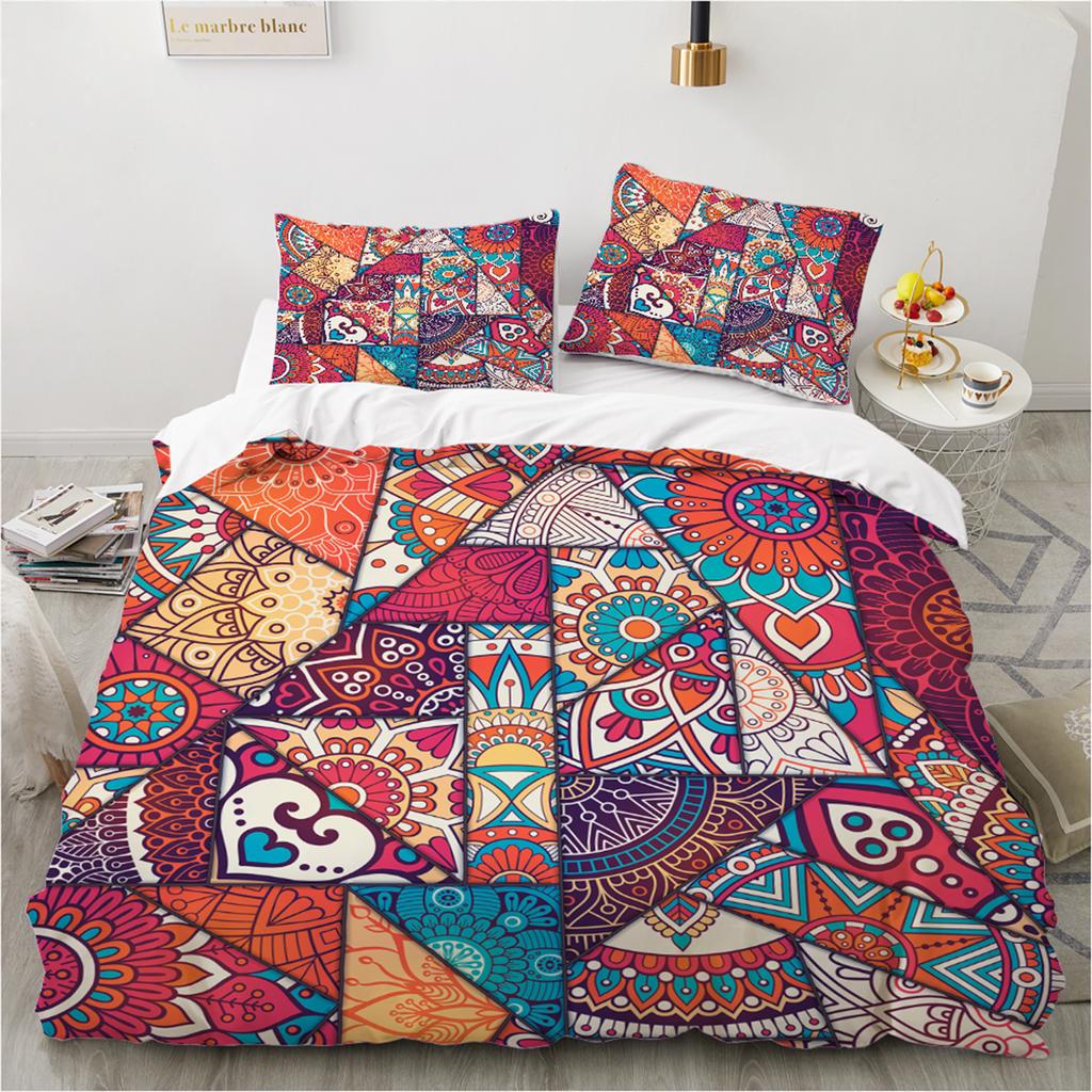 Set de lenjerie de pat colorat Set confortabil Imprimat 3D Set husă de plapumă Față de pernă din fibră ultra-fină 2025 Nou en-gros