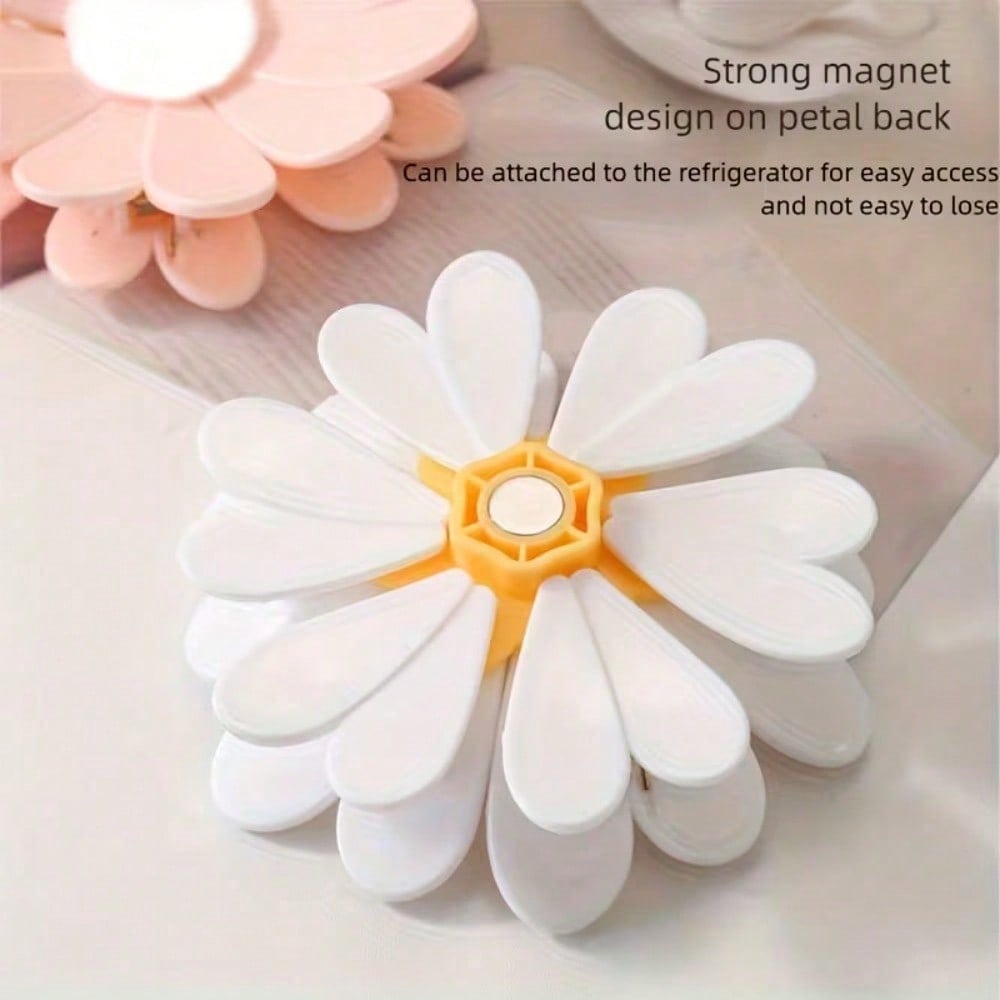 Set Of 6 Daisy Petal Snack Seal Clips - Cute 3D Magnetic Closure Clips Shaped Like Little Daisies, Perfect For Sealing Chips, Pet