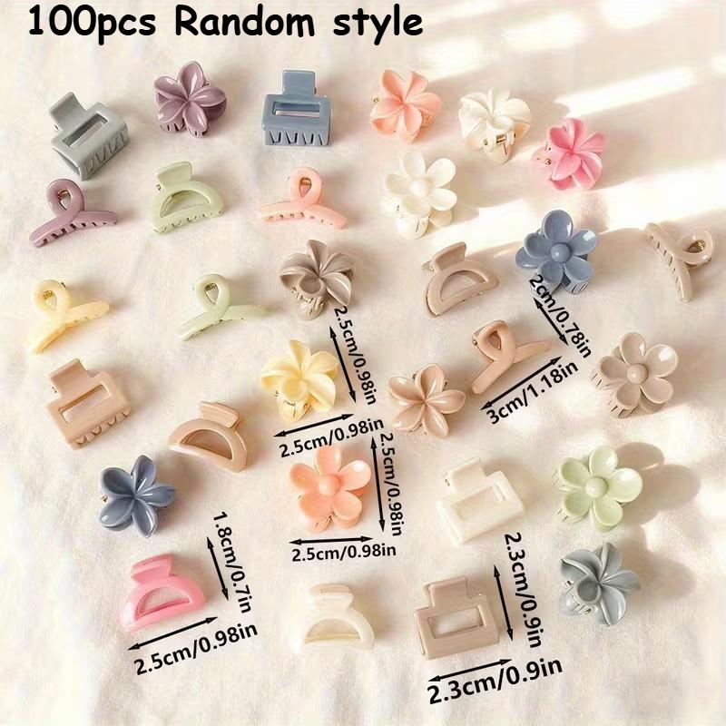 

100pcs Random Assorted Solid Color Small Hair Clips, Featuring a Minimalist And Cute Design. Durable And Non-Slip, All Seasons