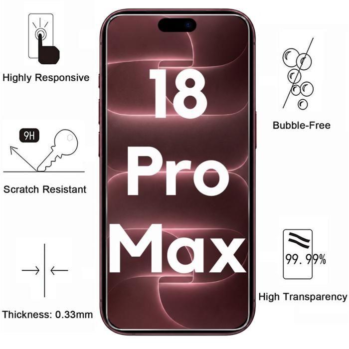 Coque Noir pour iPhone 18 PRO MAX et 2 Verres Trempé Film Protection Ecran Phonillico®