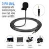 Mini Clip-on Lapel Lavalier Condenser Microphone with 3-Pin 3.5mm Plug 3 Meters Cable for Live Stream/Recording/Interview Compatible with Desktop Com