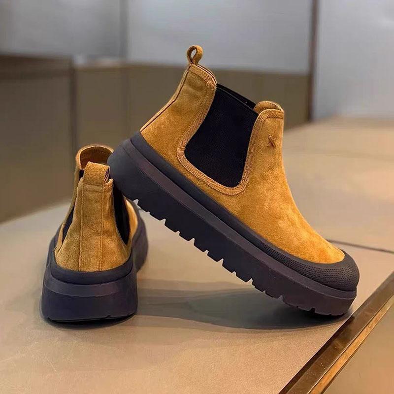 Platform Ankle Boots for Man High Quality 2026 Chelsea Luxury Designer Shoes for Men Flat Heel Warm Casual Elegant Men‘s Booties