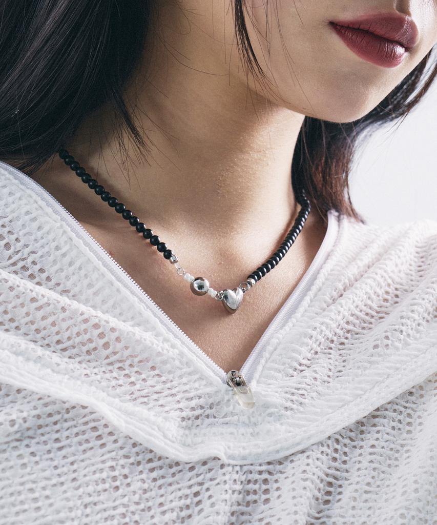 Sentiments No.435 [Black] Heart Onyx Necklace