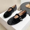 Fashion Red Velvet Buckle Strap Mary Janes Shoes Women Elegant Spring Autumn Flannel Flats Shoes Black Casual Ladies Shoes Footwear New