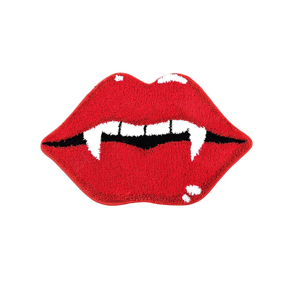 Imitation Kaschmir Teppich Interessante Rote Lippen und Zähne Form Fußmatte Zuhause Schmutzabweisend
