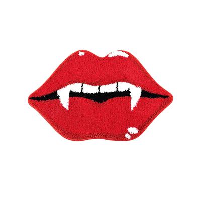 Imitation Kaschmir Teppich Interessante Rote Lippen und Zähne Form Fußmatte Zuhause Schmutzabweisend