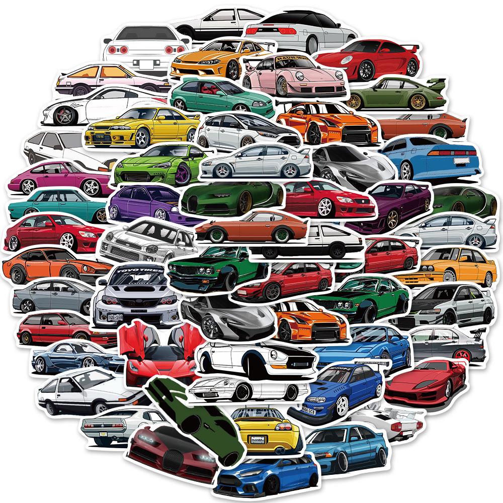10/30/50/100pcs Cartoon Vintage Racing Car Stickers Cool Graffiti Sticker DIY Laptop Motorcycle Skateboard Decals