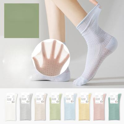 Damen Frühlings- und Sommersocken Dünne Einfarbige Lange Socken Atmungsaktive Plüschsocken Trendige Frühlings- und Sommersocken Baumwollsocken Netz-Postpartumsocken