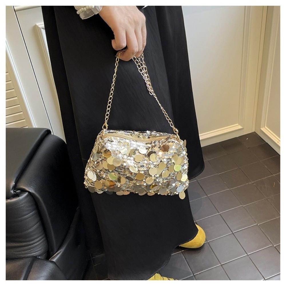 Large Capacity Chain Tote Bag Blingbling Evening Party Bag INS Female Handbag  Banquet