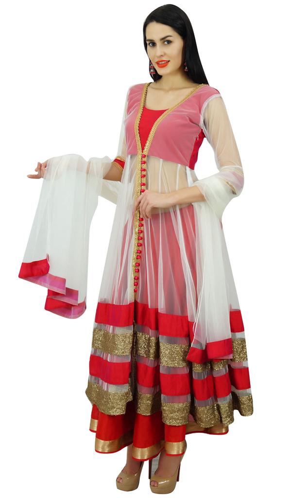 Atasi Womens Classy Floor Length Flaired Anarkali Salwaar Suit with Dupatta